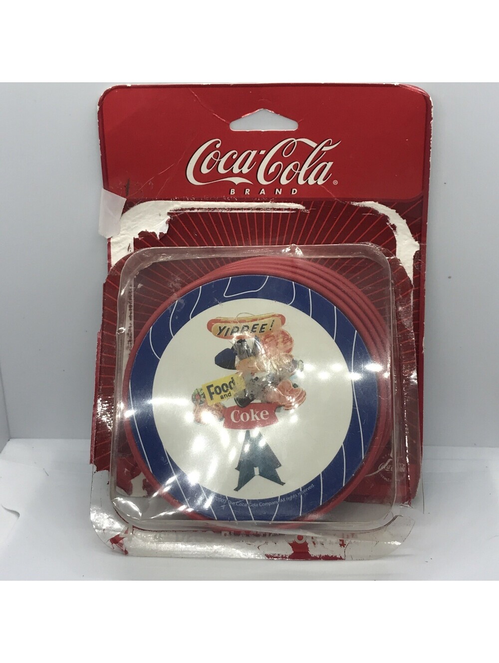 Vintage Coca Cola Deco Plastic Coasters Summertime Memories 4 inch Set Of 4